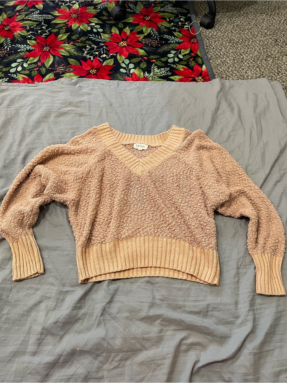 Soft V-Neck Bouclé Sweater in Blush - Free People Inspired